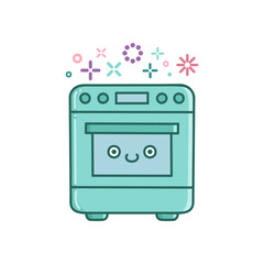 kawaii cooking kitchen oven icon cartoon illustration