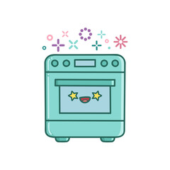 kawaii cooking kitchen oven icon cartoon illustration