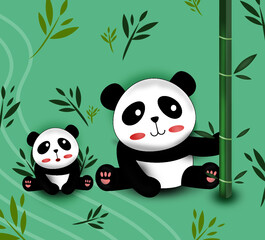 panda and bamboo