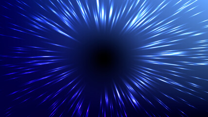 Vector illustration of faster than light (FTL) interstellar or intergalactic travel. Speed of light and hyperspace. Colorful design template for poster, banner, cover, catalog, wallpaper.
