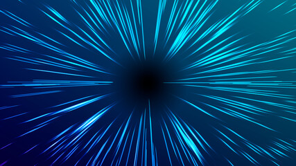 Vector illustration of faster than light (FTL) interstellar or intergalactic travel. Speed of light and hyperspace. Colorful design template for poster, banner, cover, catalog, wallpaper.
