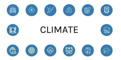 climate simple icons set