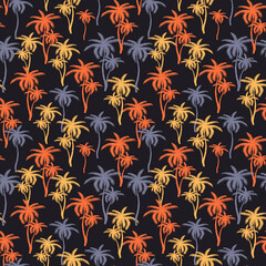 Seamless pattern with silhouette palm tree