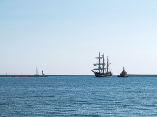 Odessa, Ukraine August 15, 2016: Training barquentine Italian Navy 