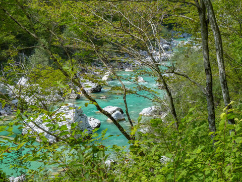 view to famous tolmin canyon in Slowenia