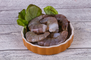 Raw king prawns ready for cooking