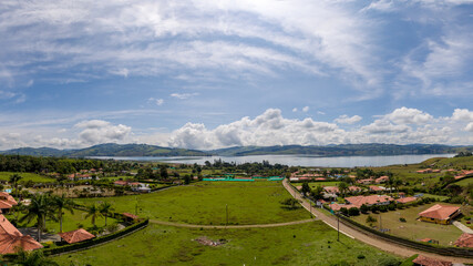 aerial panorama photo of lake calima, colombia