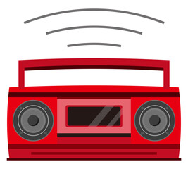 音の鳴る赤いラジカセ