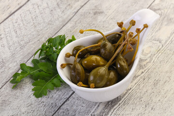 Pickled Capersberries in the bowl