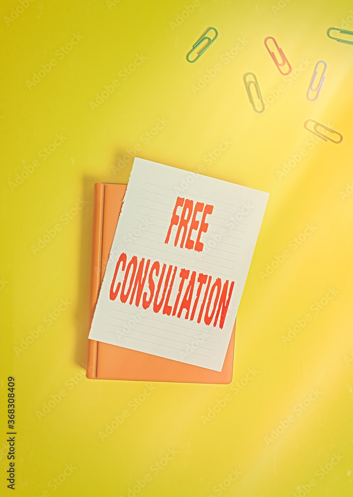 Poster text sign showing free consultation. business photo text a meeting to discuss something or to get ad