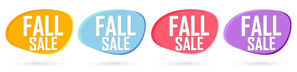 Set Fall Sale bubble banners design template, discount tags, app icons, vector illustration