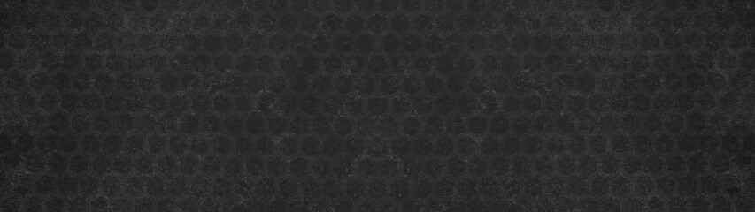 Dark abstract black anthracite modern tile mirror made of hexagonal tiles seamless print pattern texture background banner panorama