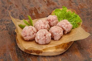 Homemade raw pork minced meatball for cooking