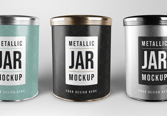 Round Metallic Jar Mockup