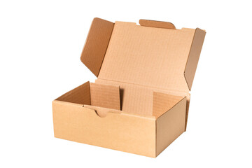 Brown cardboard carton box, isolated