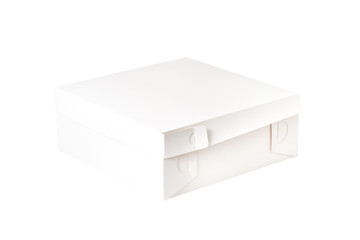 White cardboard carton food cake box, isolated