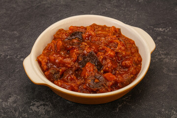 Eggplant saute with tomato and herbs