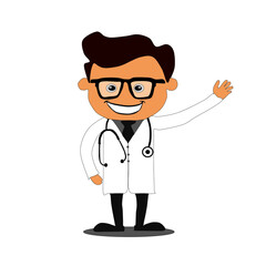 Fototapeta premium funny cartoon doctor with stethoscope