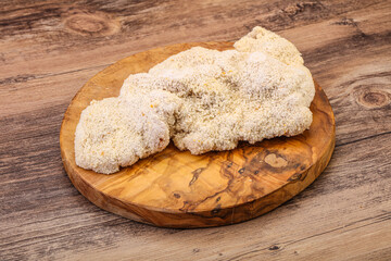 Raw meat schnitzel for roast