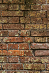 brick red wall. background of a old brick house.