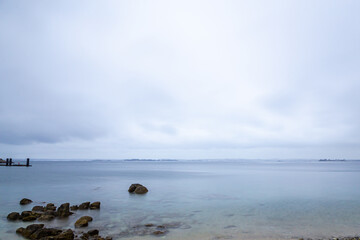 the port of Roscoff, in Brittany, in rainy weather
