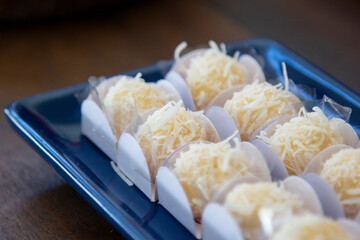 Beijinho, traditional Brazilian sweet made with condensed milk and coconut cream