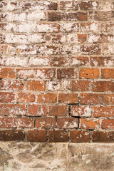 brick red wall. background of a old brick house.