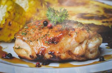 Roast chicken with spice herb seasoning.