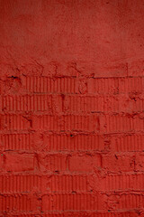 brick red wall. background of a old brick house.