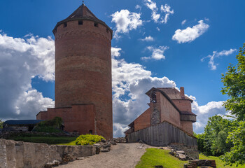 Fototapeta premium Turaida Castle, a medieval castle in Turaida, within the Gauja National Park in the Vidzeme region of Latvia, on the opposite bank of the Gauja River from Sigulda.