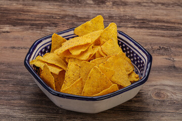 Mexican crunchy corn nachos triangle