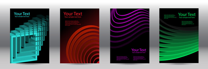 Fototapeta premium Cover design. Set of abstract backgrounds, vector. Volumetric geometric shapes. Cover design for magazine, book, splash, banner.