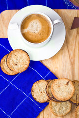 Oatmeal cookies with chocolate and freshly roasted coffee