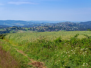 Fototapeta na wymiar Silesian Beskids, Poland, Jaworzynka summer panorama