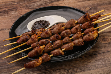 Asian cuisine - chicken hearts skewer
