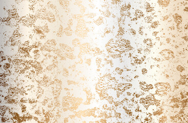 Luxury golden metal gradient background with distressed cracked concrete texture.