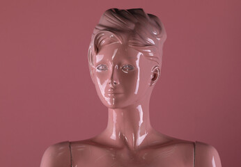pink mannequin isolated on pink background