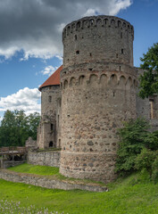 Fototapeta na wymiar Cesis Castle, one of the most iconic medieval castles in Latvia. The foundations of the castle were laid 800 years ago by the Livonian Brothers of the Sword.