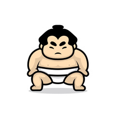 Cute sumo mascot design illustration