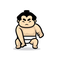 Cute sumo mascot design illustration