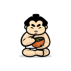Cute sumo mascot design illustration