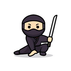 Cute ninja mascot design illustration