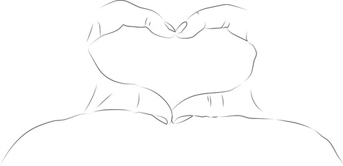 Sketch of hands showing heart shape gesture