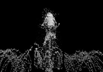 water splash isolated on black background, waterfall isolated 