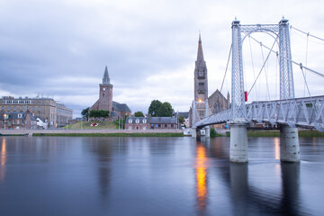 Fototapeta na wymiar Greig Street Bridge and the River Ness in Inverness, Scotland