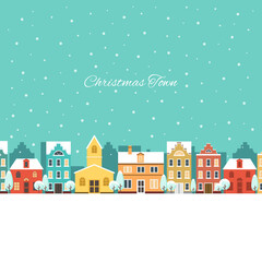 Landscape of christmas city with houses 