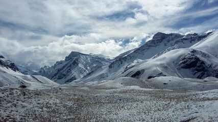 snow in the mountains of Aconcagua, Mendoza, Argentina