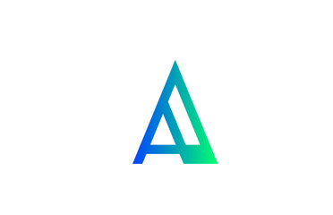 green blue A alphabet letter logo icon. Line design for company and business identity