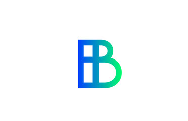 green blue B alphabet letter logo icon. Line design for company and business identity