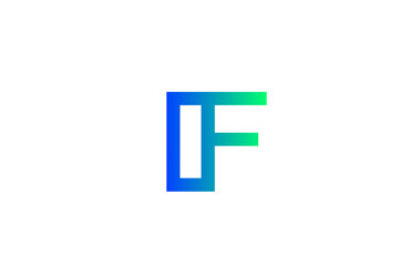 Obraz premium green blue F alphabet letter logo icon. Line design for company and business identity